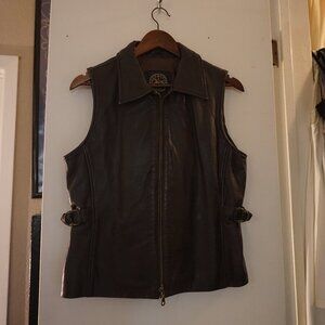 Harold's Vintage Dark Brown Leather Vest Medium M